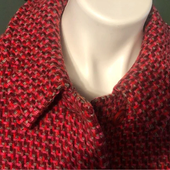 Harris tweed 100% Virgin Handwoven Scottish wool coat-Med. Red/pink multi - Picture 2 of 8